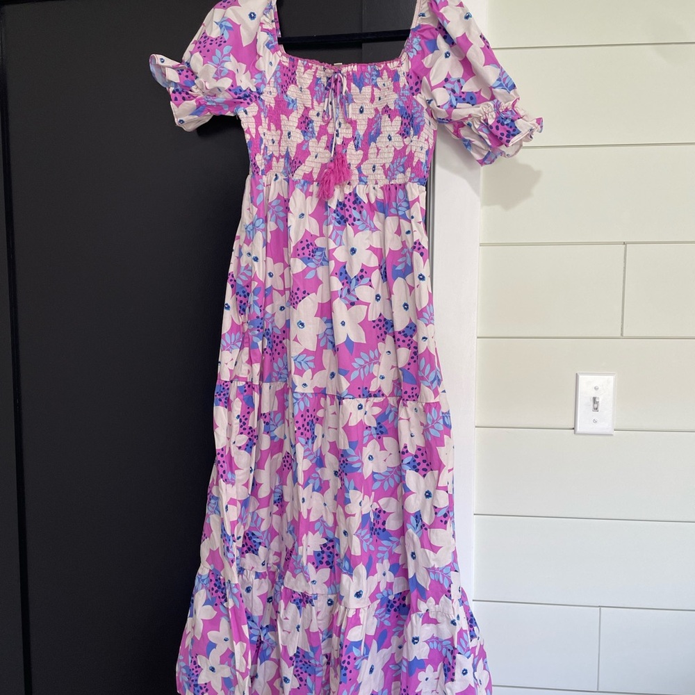 Easel Floral maternity Maxi Dress - Pink and Purple